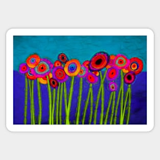 Flower Power Sixteen abstract flowers art Sticker